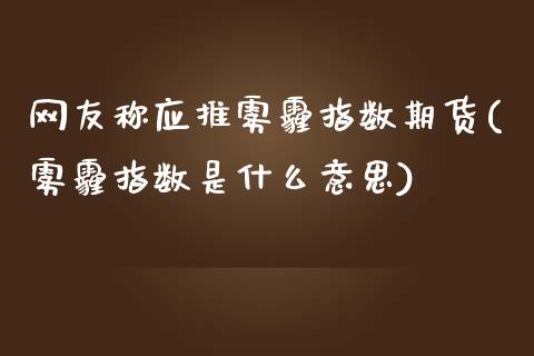 网友称应推雾霾指数期货(雾霾指数是什么意思)_https://www.zghnxxa.com_国际期货_第1张