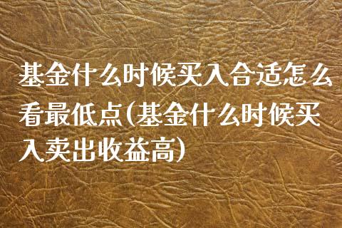 基金什么时候买入合适怎么看最低点(基金什么时候买入卖出收益高)_https://www.zghnxxa.com_国际期货_第1张