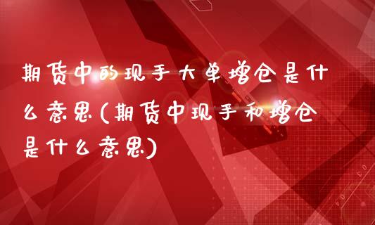 期货中的现手大单增仓是什么意思(期货中现手和增仓是什么意思)_https://www.zghnxxa.com_内盘期货_第1张