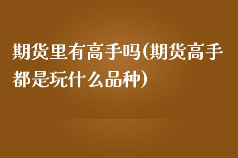 期货里有高手吗(期货高手都是玩什么品种)_https://www.zghnxxa.com_黄金期货_第1张