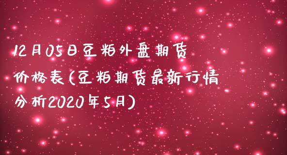 12月05日豆粕外盘期货价格表(豆粕期货最新行情分析2020年5月)_https://www.zghnxxa.com_内盘期货_第1张