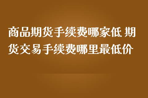 商品期货手续费哪家低 期货交易手续费哪里最低价_https://www.zghnxxa.com_期货直播室_第1张