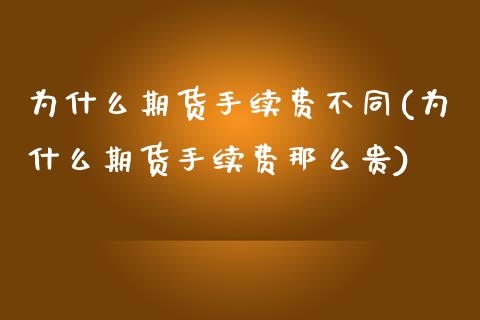 为什么期货手续费不同(为什么期货手续费那么贵)_https://www.zghnxxa.com_黄金期货_第1张