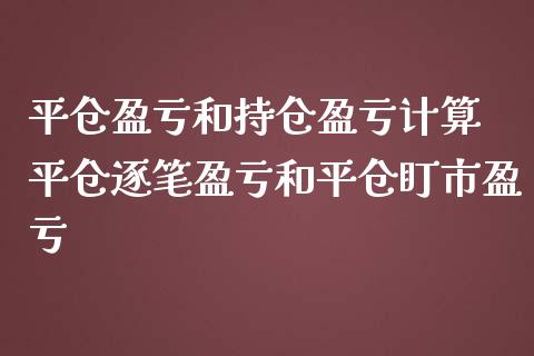 平仓盈亏和持仓盈亏计算 平仓逐笔盈亏和平仓盯市盈亏_https://www.zghnxxa.com_国际期货_第1张