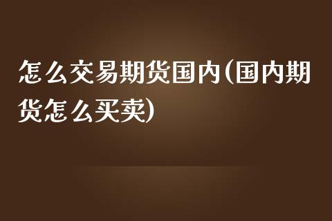 怎么交易期货国内(国内期货怎么买卖)_https://www.zghnxxa.com_期货直播室_第1张