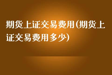 期货上证交易费用(期货上证交易费用多少)_https://www.zghnxxa.com_黄金期货_第1张