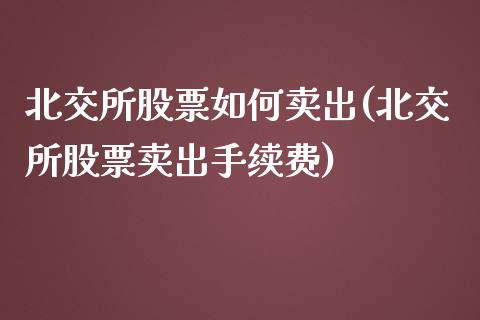 北交所股票如何卖出(北交所股票卖出手续费)_https://www.zghnxxa.com_期货直播室_第1张