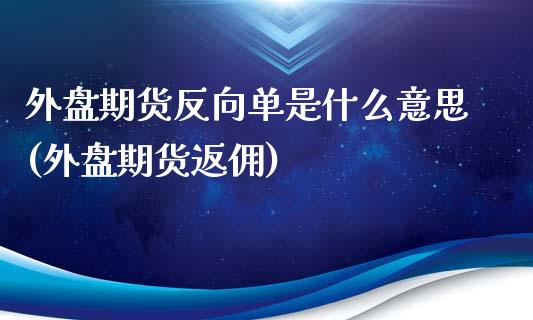 外盘期货反向单是什么意思(外盘期货返佣)_https://www.zghnxxa.com_期货直播室_第1张