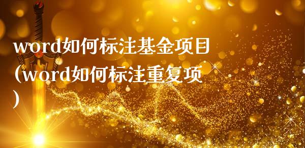 word如何标注基金项目(word如何标注重复项)_https://www.zghnxxa.com_黄金期货_第1张