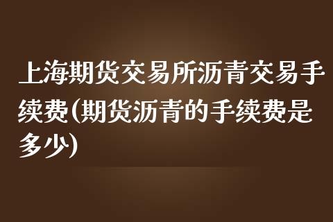 上海期货交易所沥青交易手续费(期货沥青的手续费是多少)_https://www.zghnxxa.com_国际期货_第1张