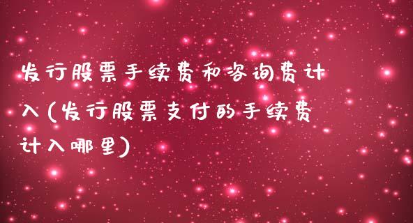 发行股票手续费和咨询费计入(发行股票支付的手续费计入哪里)_https://www.zghnxxa.com_黄金期货_第1张