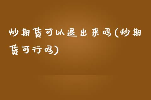 炒期货可以退出来吗(炒期货可行吗)_https://www.zghnxxa.com_期货直播室_第1张