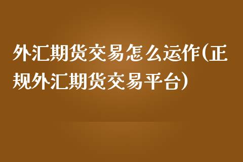 外汇期货交易怎么运作(正规外汇期货交易平台)_https://www.zghnxxa.com_内盘期货_第1张