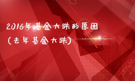 2016年基金大跌的原因(去年基金大跌)_https://www.zghnxxa.com_期货直播室_第1张