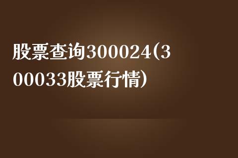 股票查询300024(300033股票行情)_https://www.zghnxxa.com_内盘期货_第1张