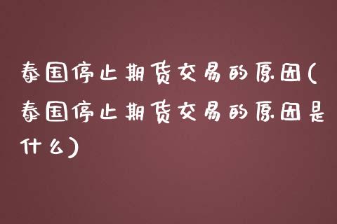 泰国停止期货交易的原因(泰国停止期货交易的原因是什么)_https://www.zghnxxa.com_内盘期货_第1张