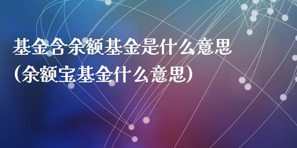 基金含余额基金是什么意思(余额宝基金什么意思)_https://www.zghnxxa.com_期货直播室_第1张