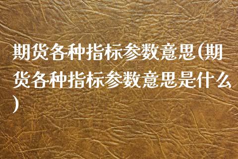 期货各种指标参数意思(期货各种指标参数意思是什么)_https://www.zghnxxa.com_内盘期货_第1张