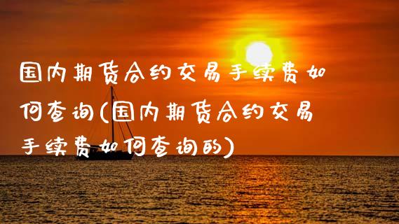 国内期货合约交易手续费如何查询(国内期货合约交易手续费如何查询的)_https://www.zghnxxa.com_期货直播室_第1张