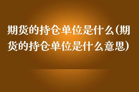 期货的持仓单位是什么(期货的持仓单位是什么意思)_https://www.zghnxxa.com_期货直播室_第1张