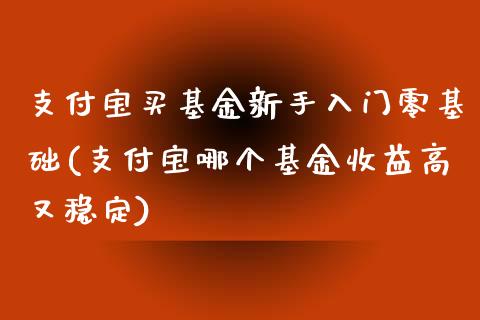 支付宝买基金新手入门零基础(支付宝哪个基金收益高又稳定)_https://www.zghnxxa.com_期货直播室_第1张