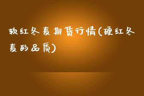 软红冬麦期货行情(硬红冬麦的品质)_https://www.zghnxxa.com_国际期货_第1张