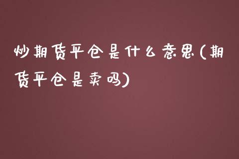 炒期货平仓是什么意思(期货平仓是卖吗)_https://www.zghnxxa.com_内盘期货_第1张