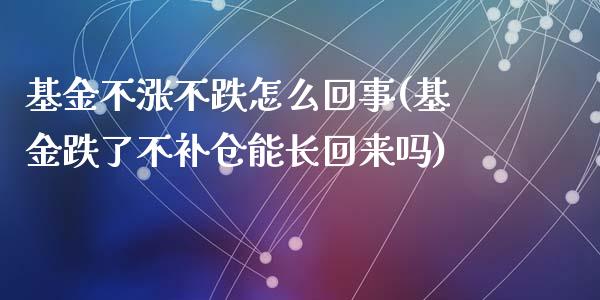 基金不涨不跌怎么回事(基金跌了不补仓能长回来吗)_https://www.zghnxxa.com_期货直播室_第1张