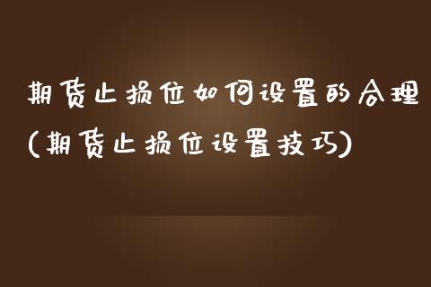 期货止损位如何设置的合理(期货止损位设置技巧)_https://www.zghnxxa.com_国际期货_第1张