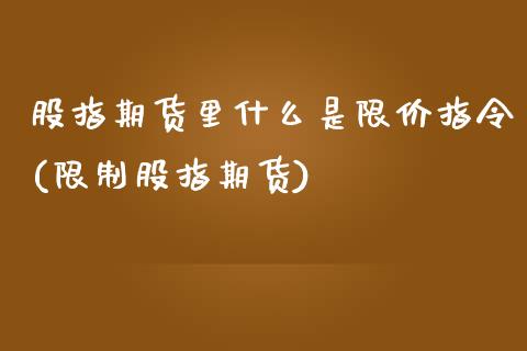 股指期货里什么是限价指令(限制股指期货)_https://www.zghnxxa.com_期货直播室_第1张