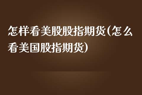 怎样看美股股指期货(怎么看美国股指期货)_https://www.zghnxxa.com_内盘期货_第1张