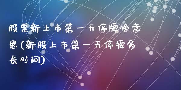 股票新上市第一天停牌啥意思(新股上市第一天停牌多长时间)_https://www.zghnxxa.com_国际期货_第1张