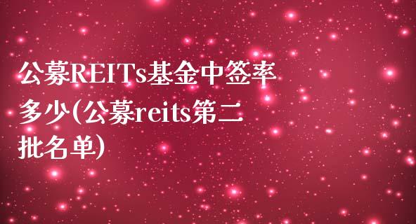 公募REITs基金中签率多少(公募reits第二批名单)_https://www.zghnxxa.com_黄金期货_第1张