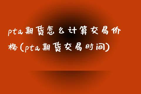 pta期货怎么计算交易价格(pta期货交易时间)_https://www.zghnxxa.com_期货直播室_第1张