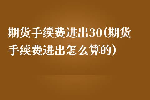 期货手续费进出30(期货手续费进出怎么算的)_https://www.zghnxxa.com_期货直播室_第1张