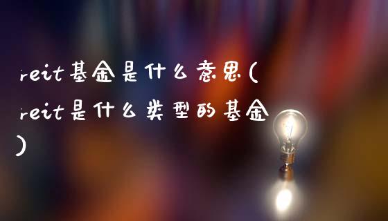 reit基金是什么意思(reit是什么类型的基金)_https://www.zghnxxa.com_期货直播室_第1张