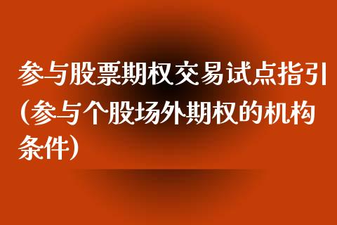 参与股票期权交易试点指引(参与个股场外期权的机构条件)_https://www.zghnxxa.com_国际期货_第1张