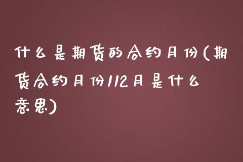 什么是期货的合约月份(期货合约月份112月是什么意思)_https://www.zghnxxa.com_国际期货_第1张