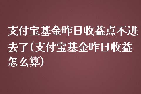 支付宝基金昨日收益点不进去了(支付宝基金昨日收益怎么算)_https://www.zghnxxa.com_黄金期货_第1张