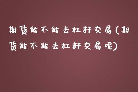 期货能不能去杠杆交易(期货能不能去杠杆交易呢)_https://www.zghnxxa.com_黄金期货_第1张