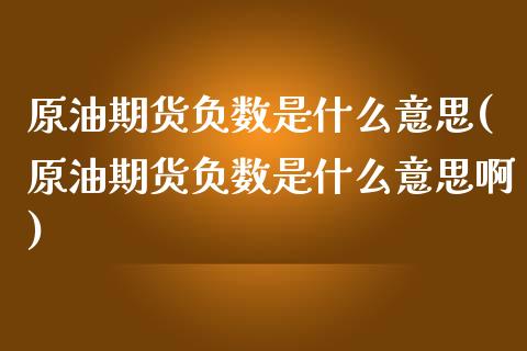 原油期货负数是什么意思(原油期货负数是什么意思啊)_https://www.zghnxxa.com_内盘期货_第1张