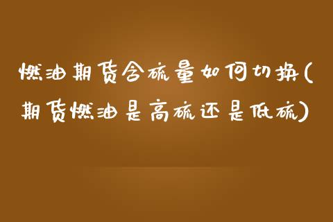 燃油期货含硫量如何切换(期货燃油是高硫还是低硫)_https://www.zghnxxa.com_内盘期货_第1张