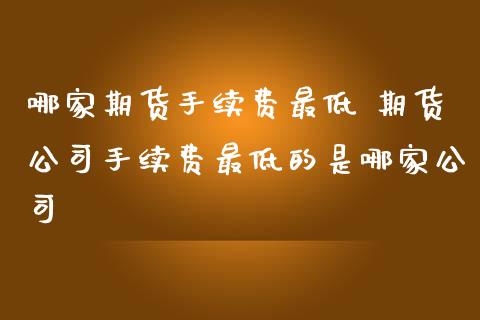 哪家期货手续费最低 期货公司手续费最低的是哪家公司_https://www.zghnxxa.com_黄金期货_第1张