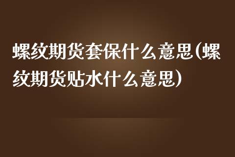 螺纹期货套保什么意思(螺纹期货贴水什么意思)_https://www.zghnxxa.com_期货直播室_第1张