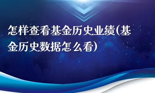 怎样查看基金历史业绩(基金历史数据怎么看)_https://www.zghnxxa.com_内盘期货_第1张