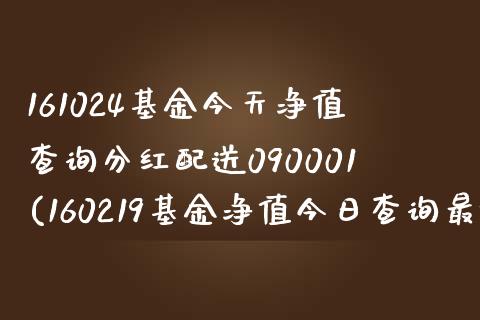 161024基金今天净值查询分红配送090001(160219基金净值今日查询最新)_https://www.zghnxxa.com_国际期货_第1张