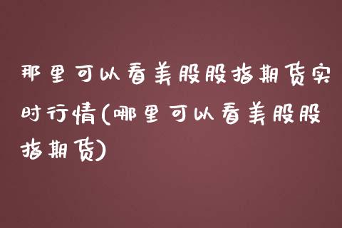 那里可以看美股股指期货实时行情(哪里可以看美股股指期货)_https://www.zghnxxa.com_内盘期货_第1张