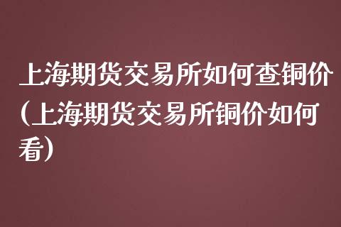 上海期货交易所如何查铜价(上海期货交易所铜价如何看)_https://www.zghnxxa.com_期货直播室_第1张