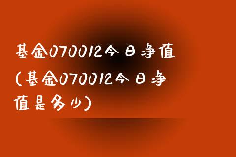 基金070012今日净值(基金070012今日净值是多少)_https://www.zghnxxa.com_期货直播室_第1张