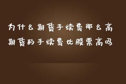 为什么期货手续费那么高 期货的手续费比股票高吗_https://www.zghnxxa.com_黄金期货_第1张